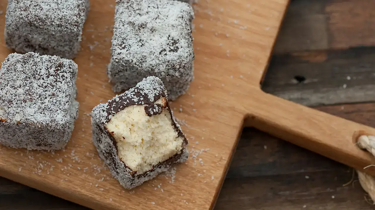 Lamingtons on a board